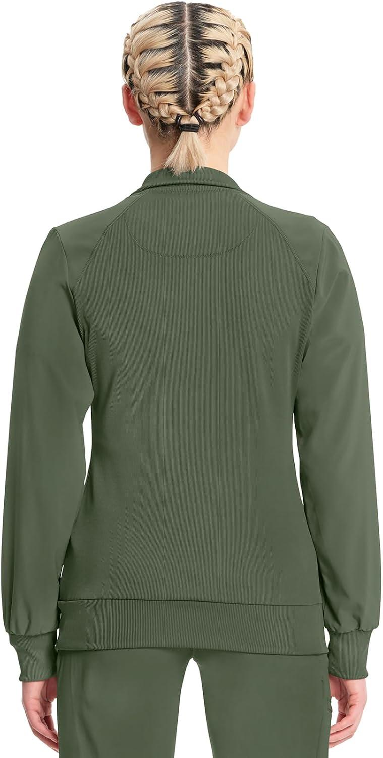 imageCherokee Infinity Womens Zip Front Jacket With 2 Pockets Contemporary Fit Back Shoulder Yokes amp Front Princess Seams 2391AOlive