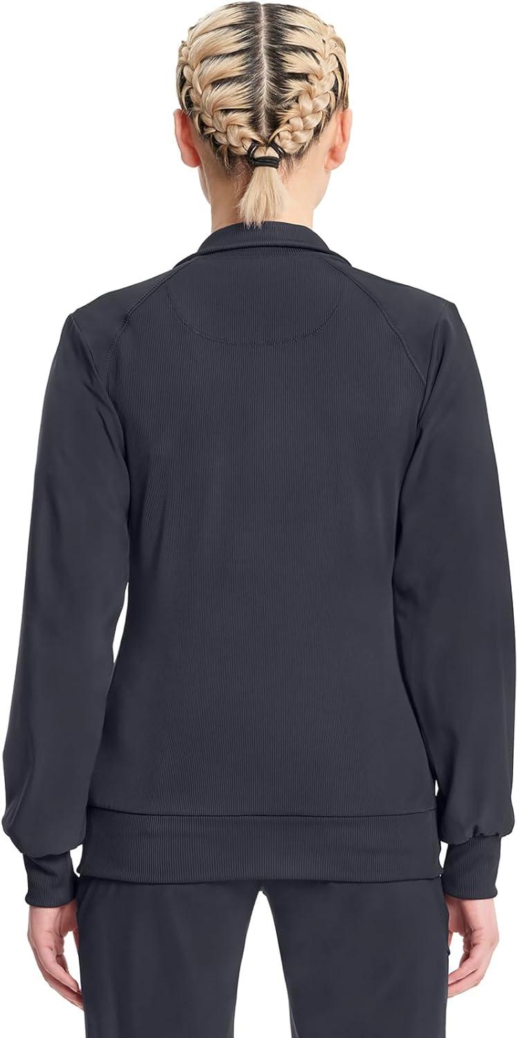 imageCherokee Infinity Womens Zip Front Jacket With 2 Pockets Contemporary Fit Back Shoulder Yokes amp Front Princess Seams 2391APewter