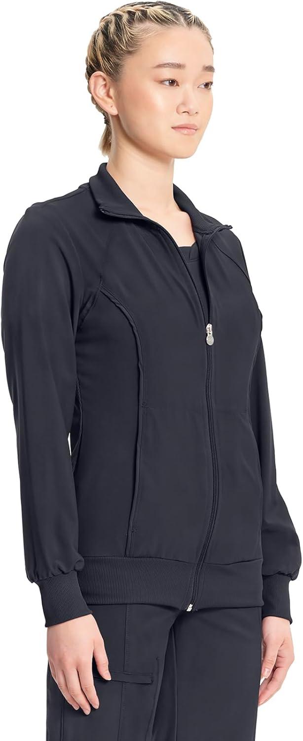 imageCherokee Infinity Womens Zip Front Jacket With 2 Pockets Contemporary Fit Back Shoulder Yokes amp Front Princess Seams 2391APewter