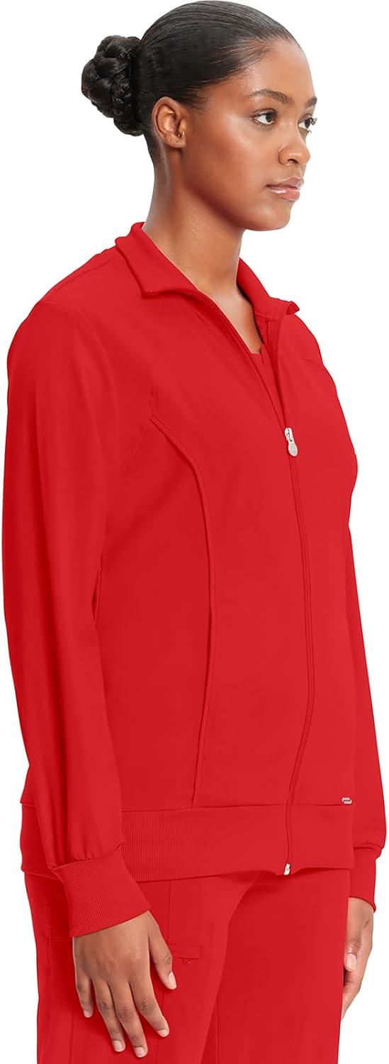 imageCherokee Infinity Womens Zip Front Jacket With 2 Pockets Contemporary Fit Back Shoulder Yokes amp Front Princess Seams 2391ARed