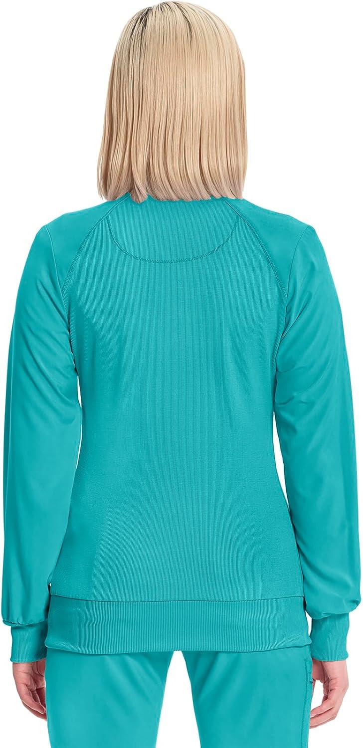 imageCherokee Infinity Womens Zip Front Jacket With 2 Pockets Contemporary Fit Back Shoulder Yokes amp Front Princess Seams 2391ATeal Blue