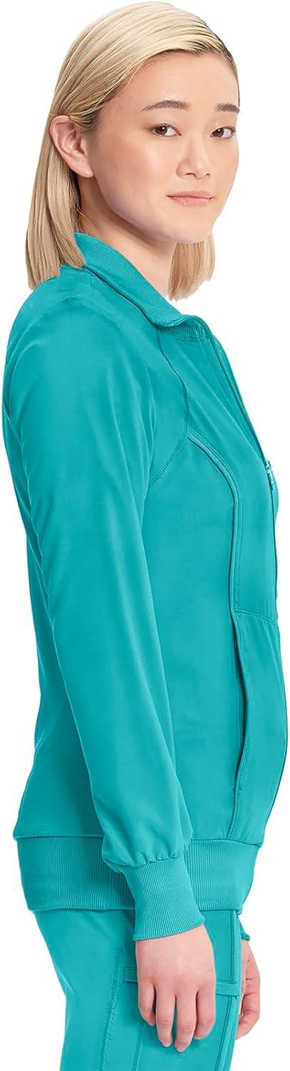 imageCherokee Infinity Womens Zip Front Jacket With 2 Pockets Contemporary Fit Back Shoulder Yokes amp Front Princess Seams 2391ATeal Blue