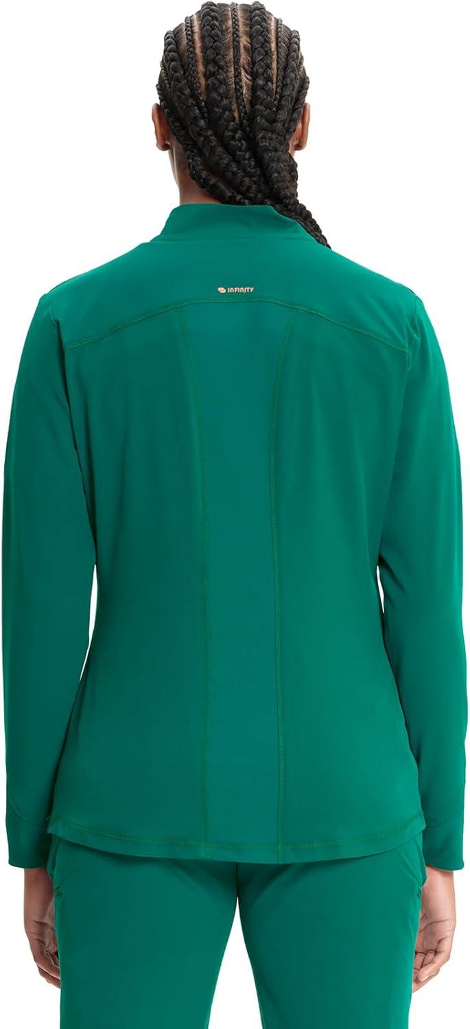 imageCherokee Infinity Womens Zip Front Scrub Jacket Contemporary Fit StandUp Collar 2 Pockets Back yoke seams IN320AHunter