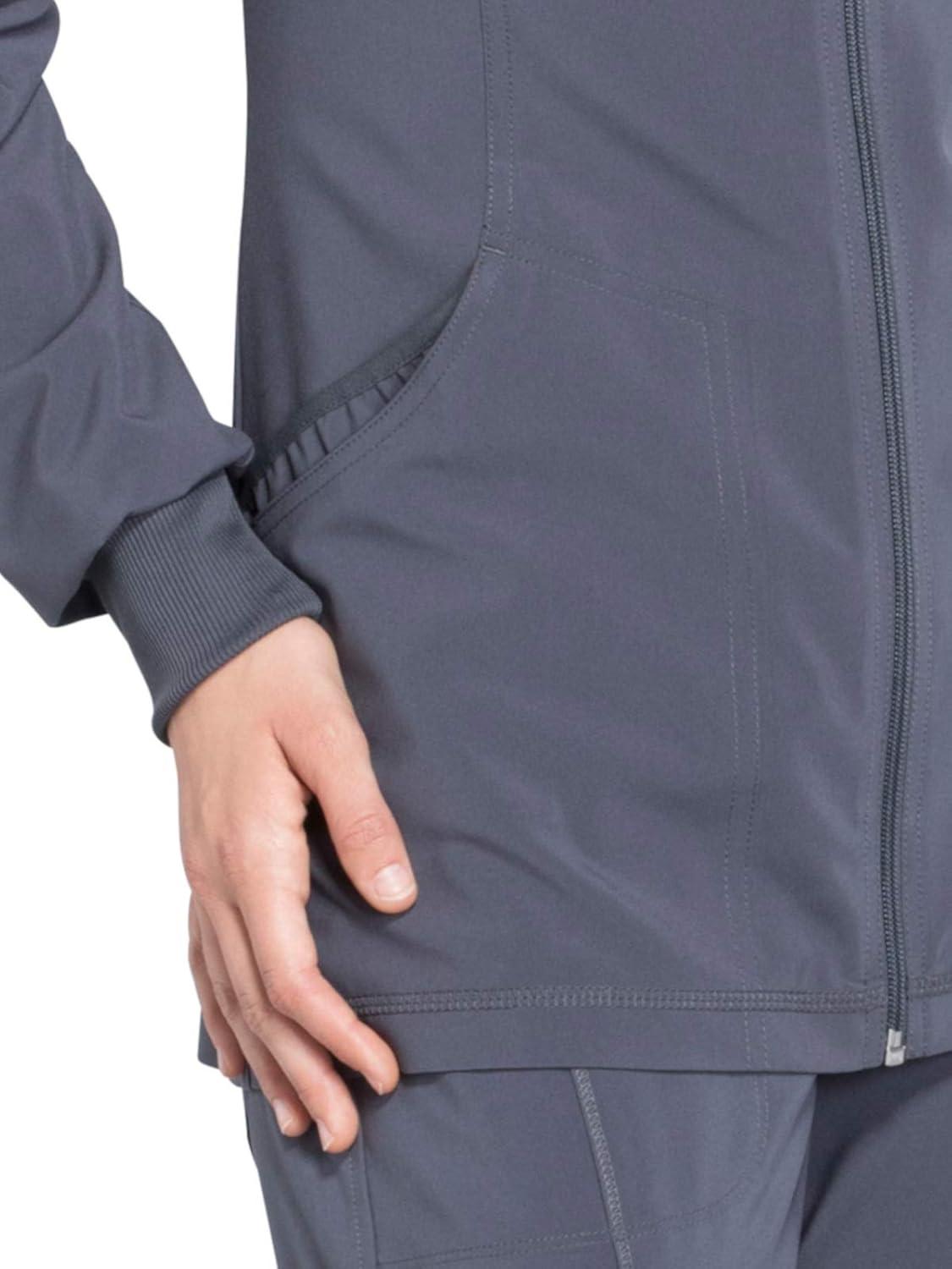 imageCherokee Infinity Zip Front Womens Scrub Jacket 4Way Stretch with Superior Performance and Comfort for Nurse CK370APewter