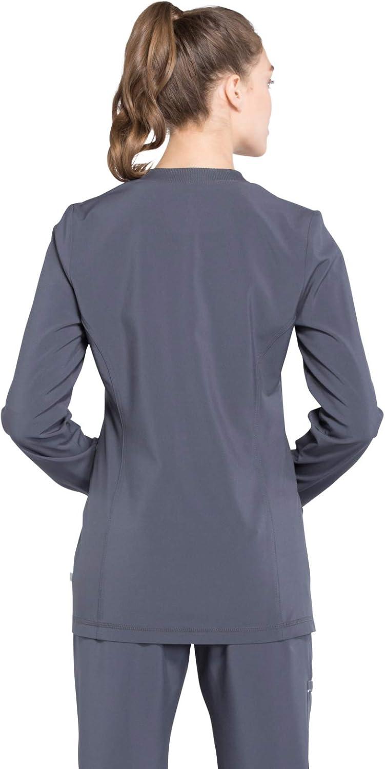 imageCherokee Infinity Zip Front Womens Scrub Jacket 4Way Stretch with Superior Performance and Comfort for Nurse CK370APewter