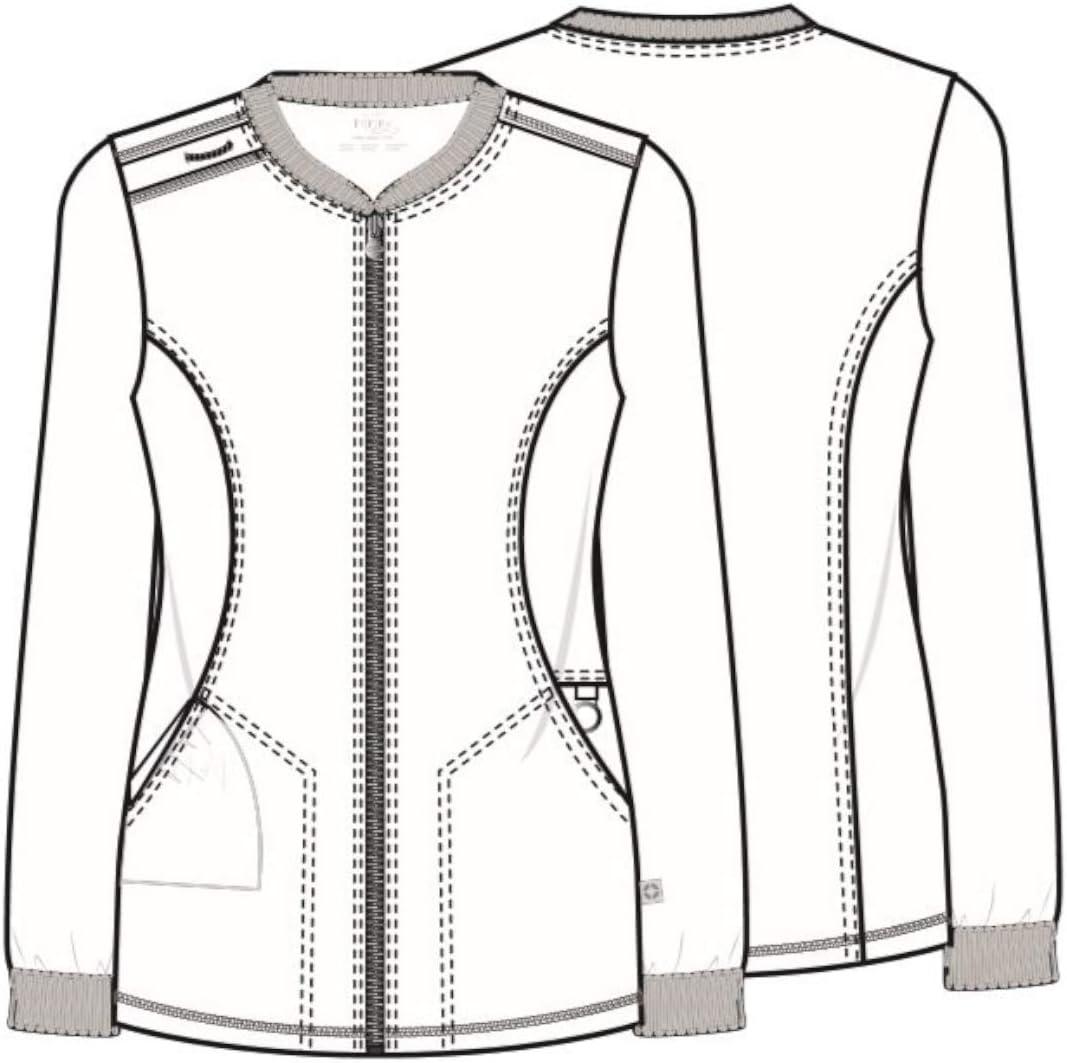 imageCherokee Infinity Zip Front Womens Scrub Jacket 4Way Stretch with Superior Performance and Comfort for Nurse CK370APewter