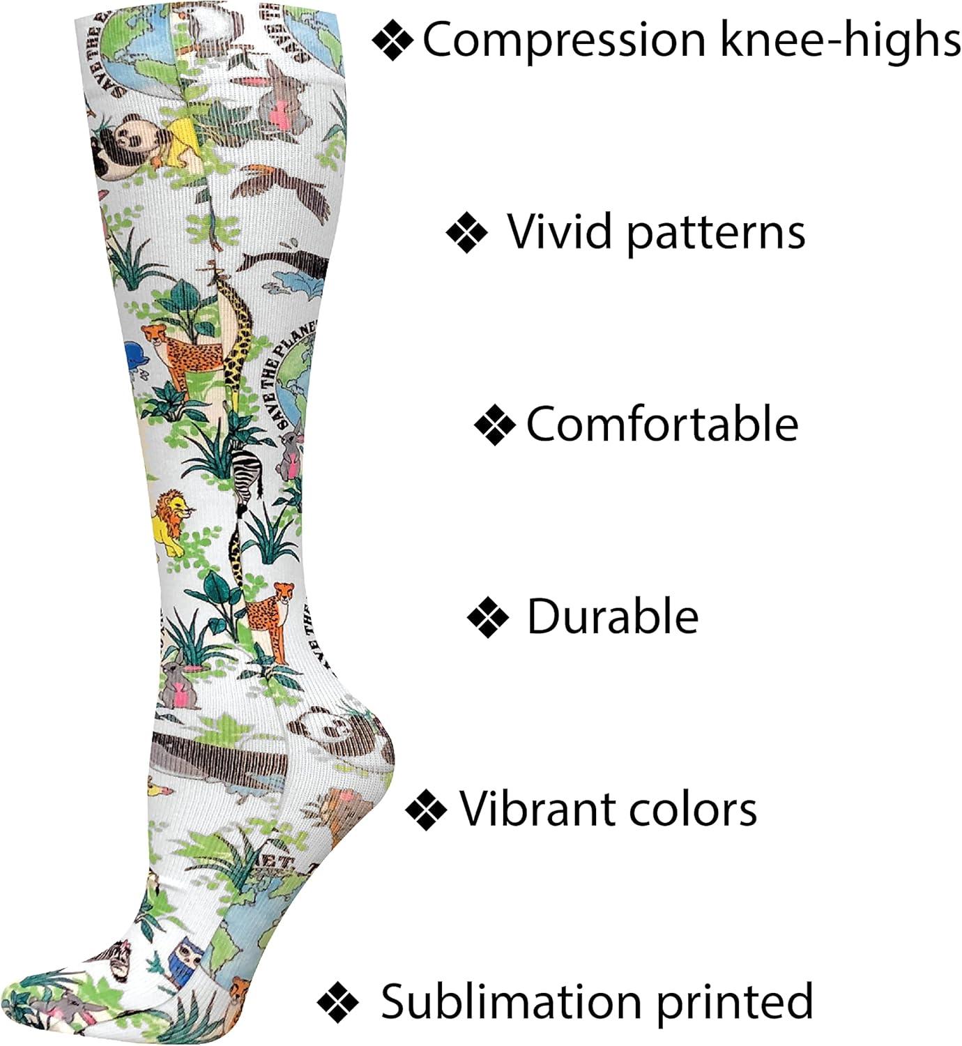 imageCherokee Knee High Compression Socks 815 mmHg Lightweight Printed Support Stockings 1 Pair COMFORTSUPPORTGarden Silhouette