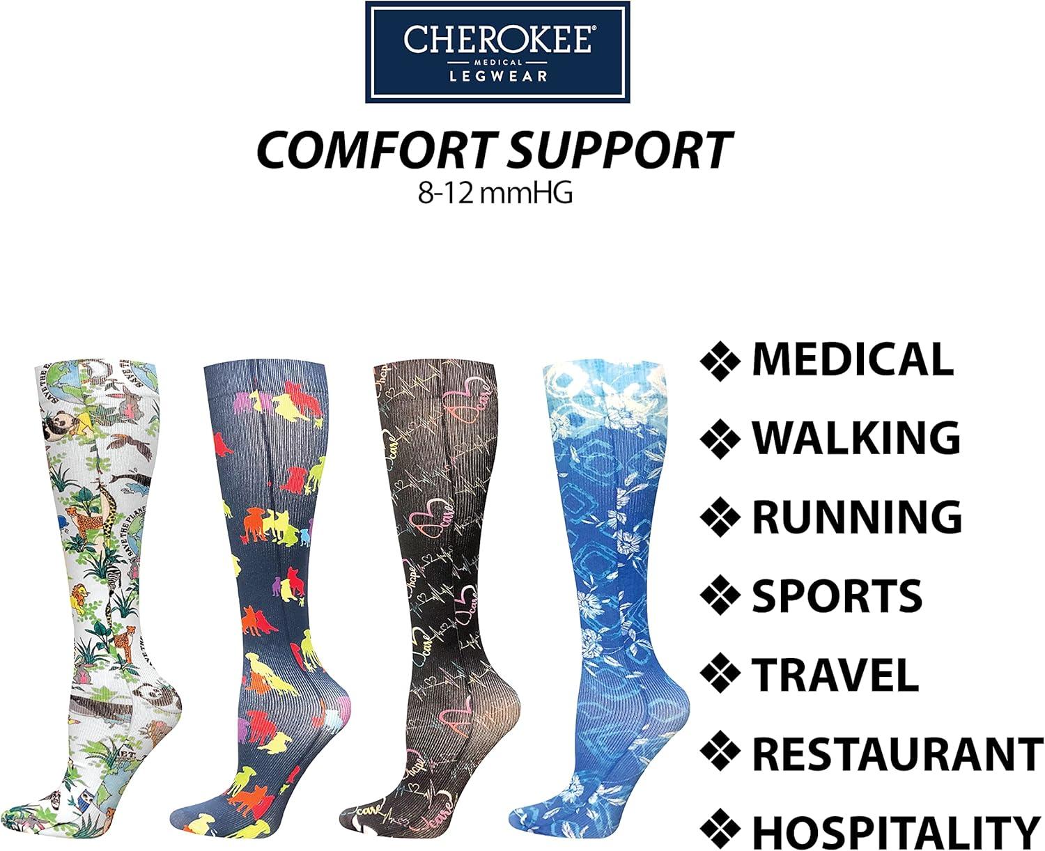 imageCherokee Knee High Compression Socks 815 mmHg Lightweight Printed Support Stockings 1 Pair COMFORTSUPPORTNurse Power