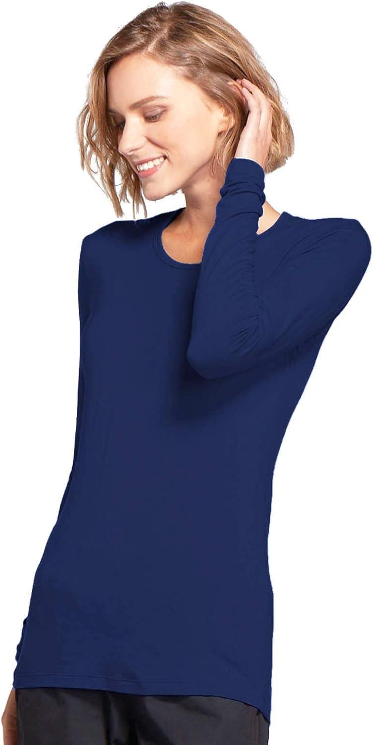imageCherokee Long Sleeve Underscrub for Women Modern Classic fit Soft Crew Neck Knit Tee with 2Way Stretch 4881Navy