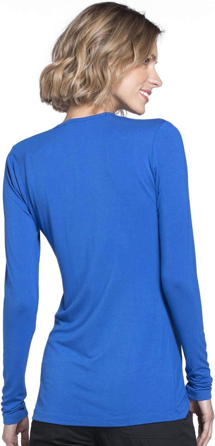 imageCherokee Long Sleeve Underscrub for Women Modern Classic fit Soft Crew Neck Knit Tee with 2Way Stretch 4881Royal