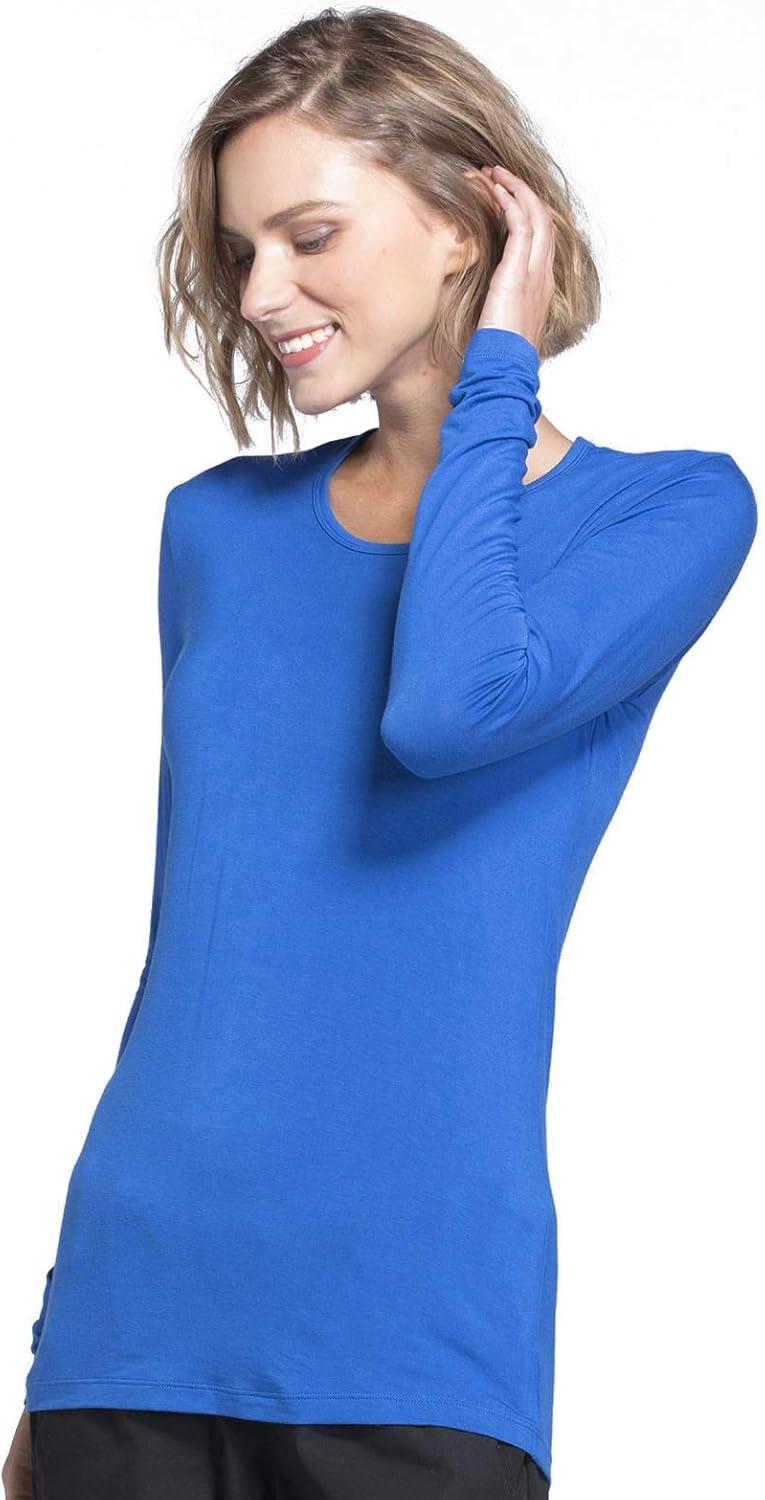 imageCherokee Long Sleeve Underscrub for Women Modern Classic fit Soft Crew Neck Knit Tee with 2Way Stretch 4881Royal