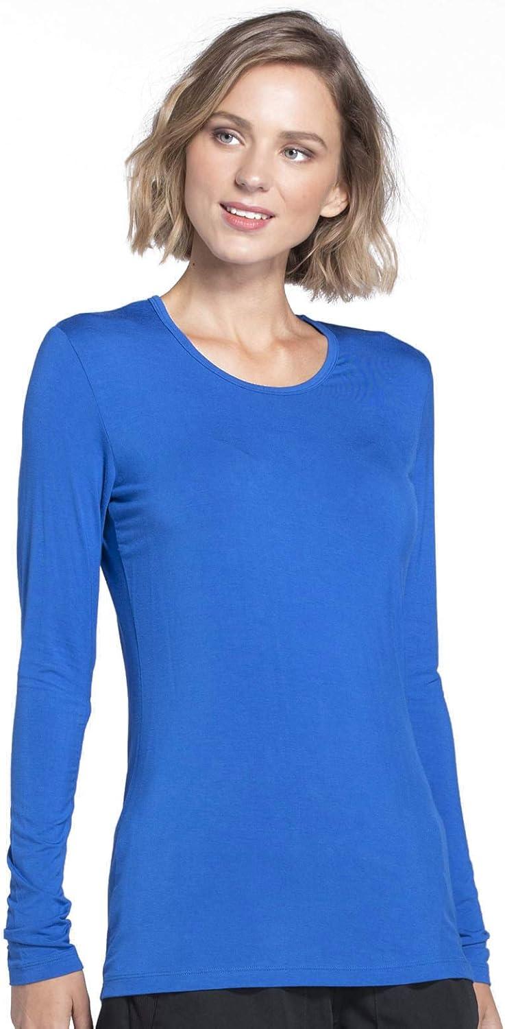 imageCherokee Long Sleeve Underscrub for Women Modern Classic fit Soft Crew Neck Knit Tee with 2Way Stretch 4881Royal