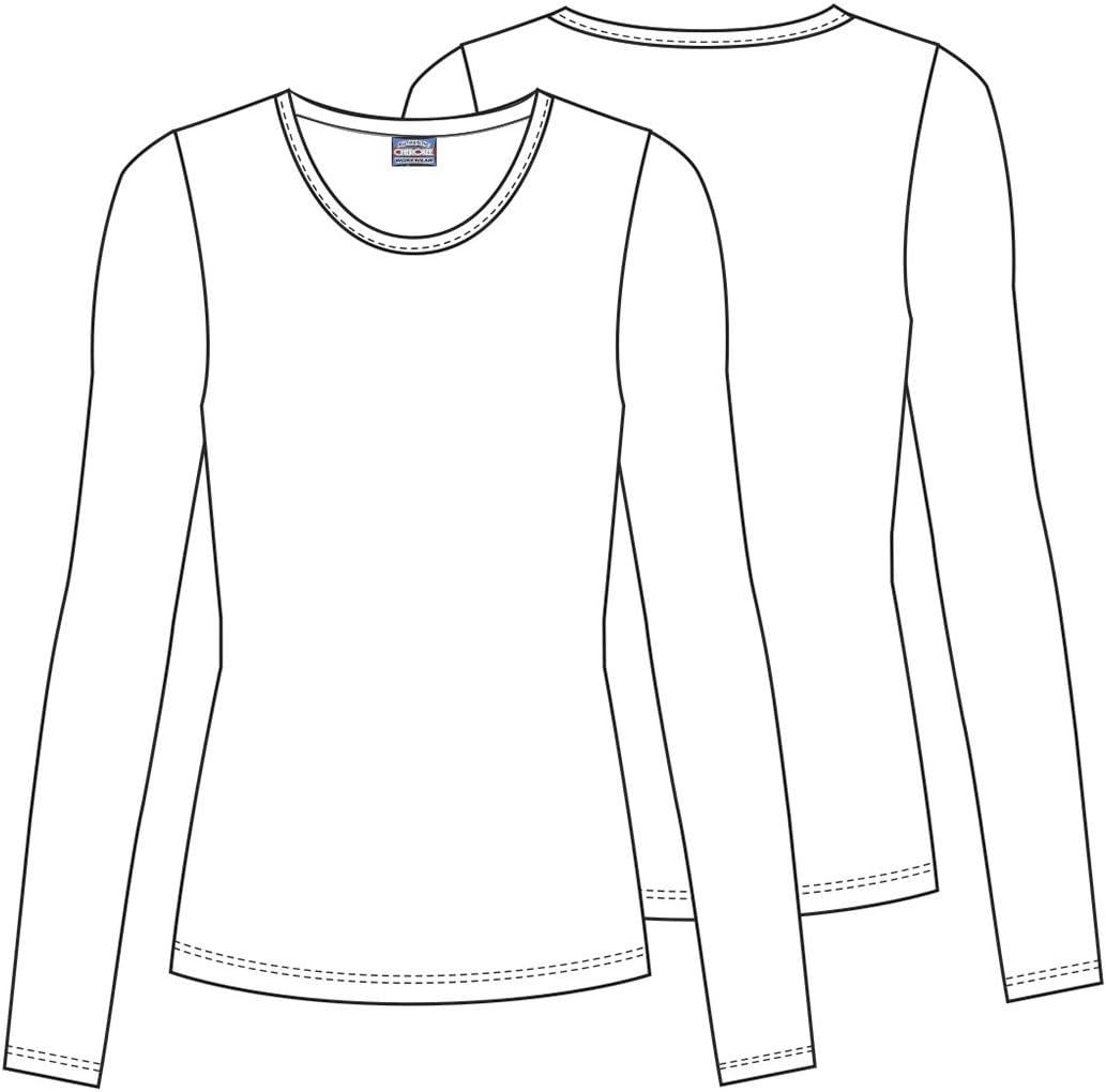 imageCherokee Long Sleeve Underscrub for Women Modern Classic fit Soft Crew Neck Knit Tee with 2Way Stretch 4881Shocking Pink