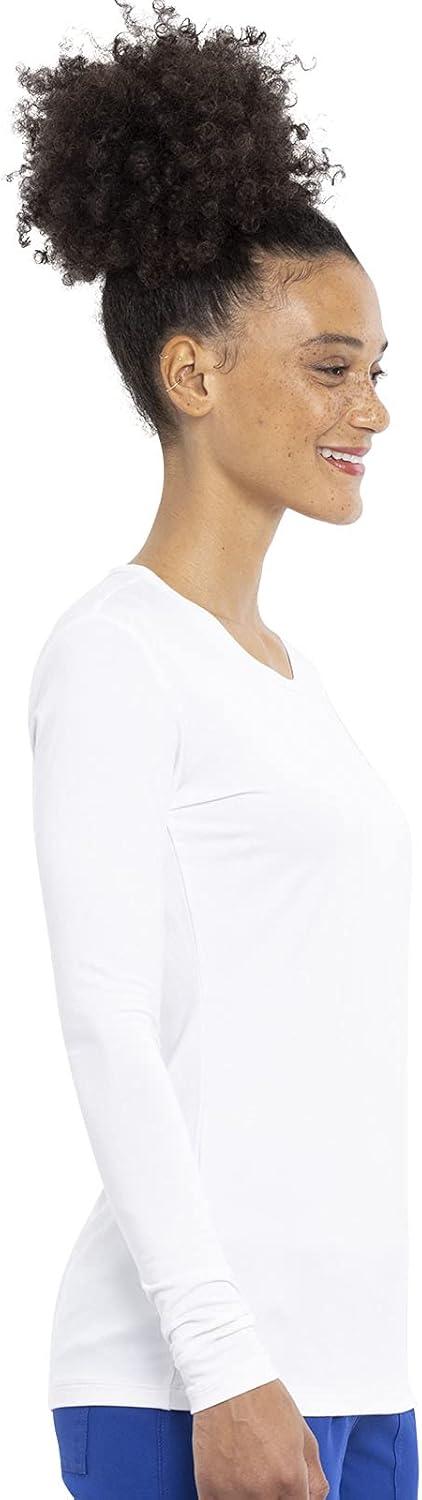 imageCherokee Long Sleeve Underscrub for Women Modern Classic fit Soft Crew Neck Knit Tee with 2Way Stretch 4881White