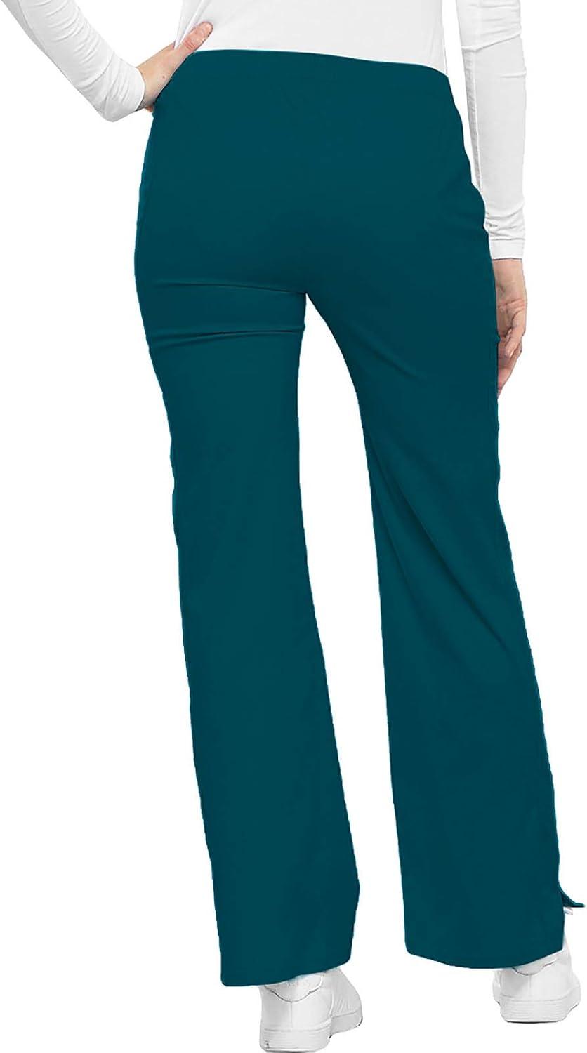 imageCherokee Luxe Women Scrubs Pant Low Rise Flare Leg Drawstring Cargo 21100Caribbean Blue