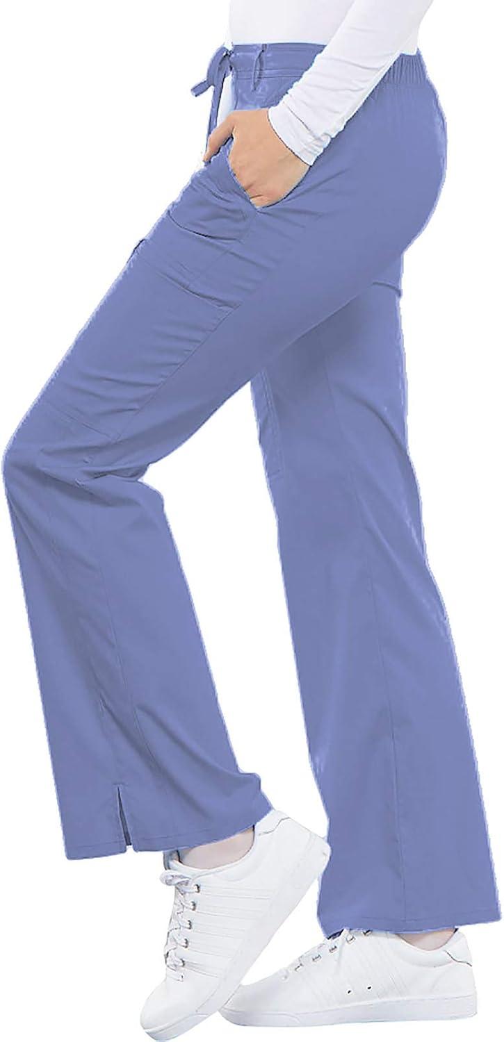 imageCherokee Luxe Women Scrubs Pant Low Rise Flare Leg Drawstring Cargo 21100Ciel