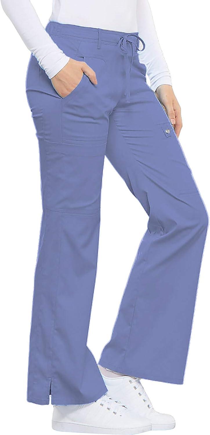 imageCherokee Luxe Women Scrubs Pant Low Rise Flare Leg Drawstring Cargo 21100Ciel