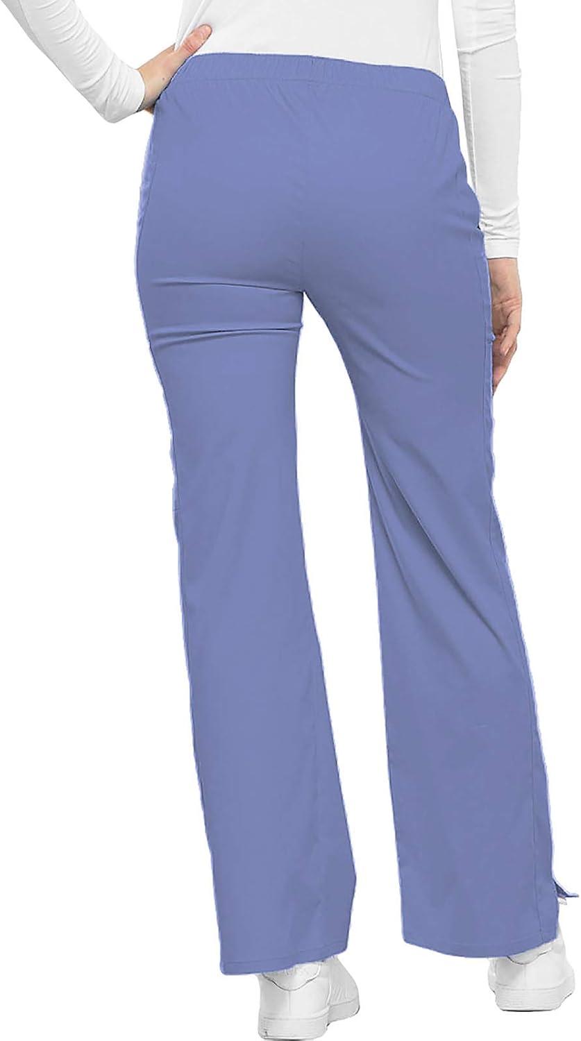 imageCherokee Luxe Women Scrubs Pant Low Rise Flare Leg Drawstring Cargo 21100Ciel