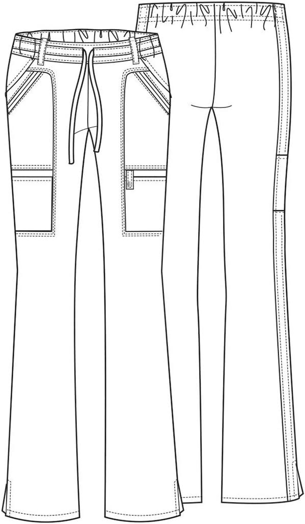 imageCherokee Luxe Women Scrubs Pant Low Rise Flare Leg Drawstring Cargo 21100Ciel