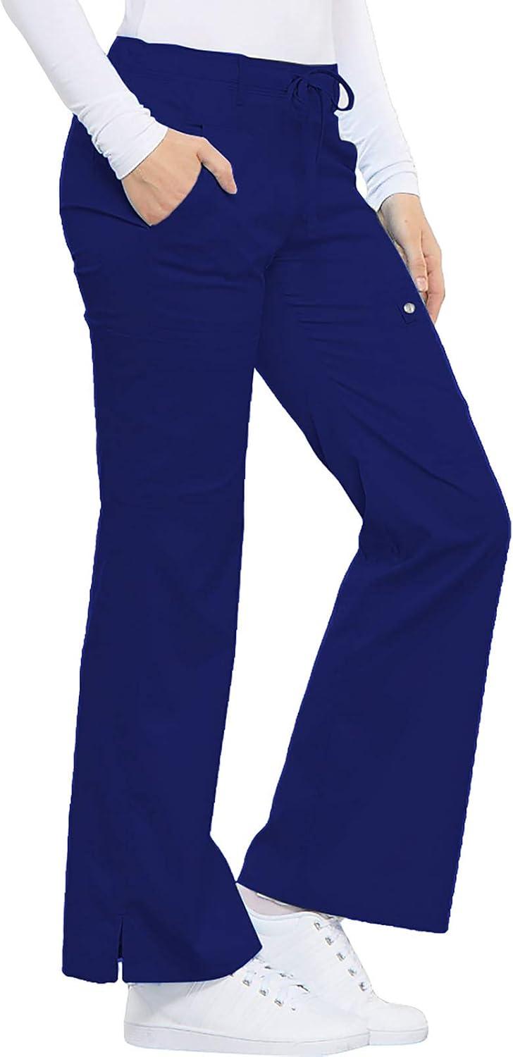 imageCherokee Luxe Women Scrubs Pant Low Rise Flare Leg Drawstring Cargo 21100Galaxy Blue