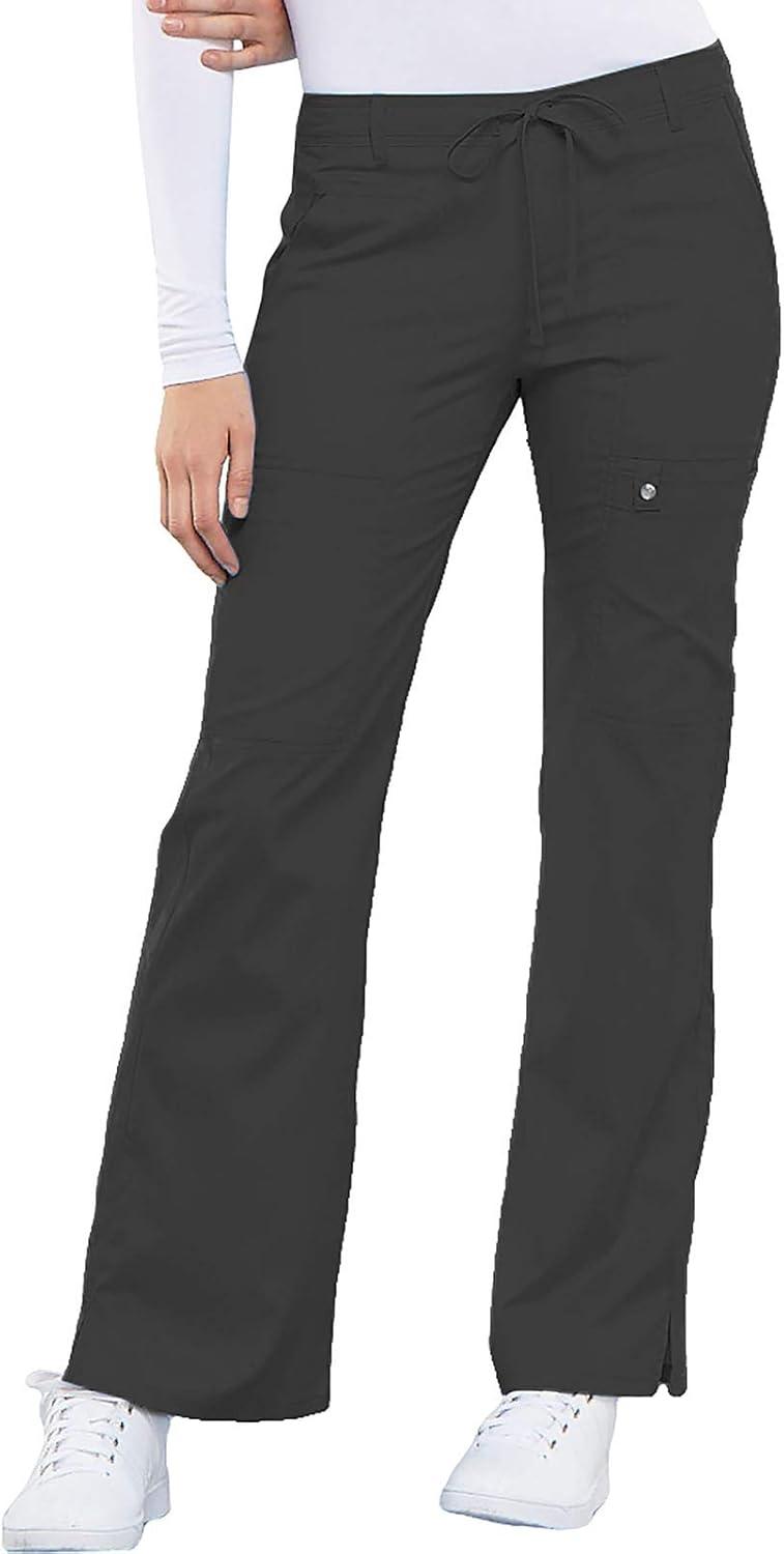 imageCherokee Luxe Women Scrubs Pant Low Rise Flare Leg Drawstring Cargo 21100Pewter