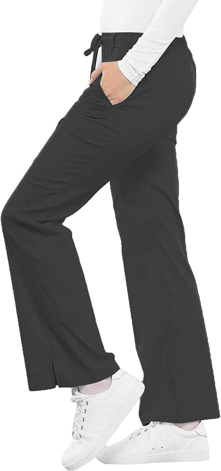 imageCherokee Luxe Women Scrubs Pant Low Rise Flare Leg Drawstring Cargo 21100Pewter