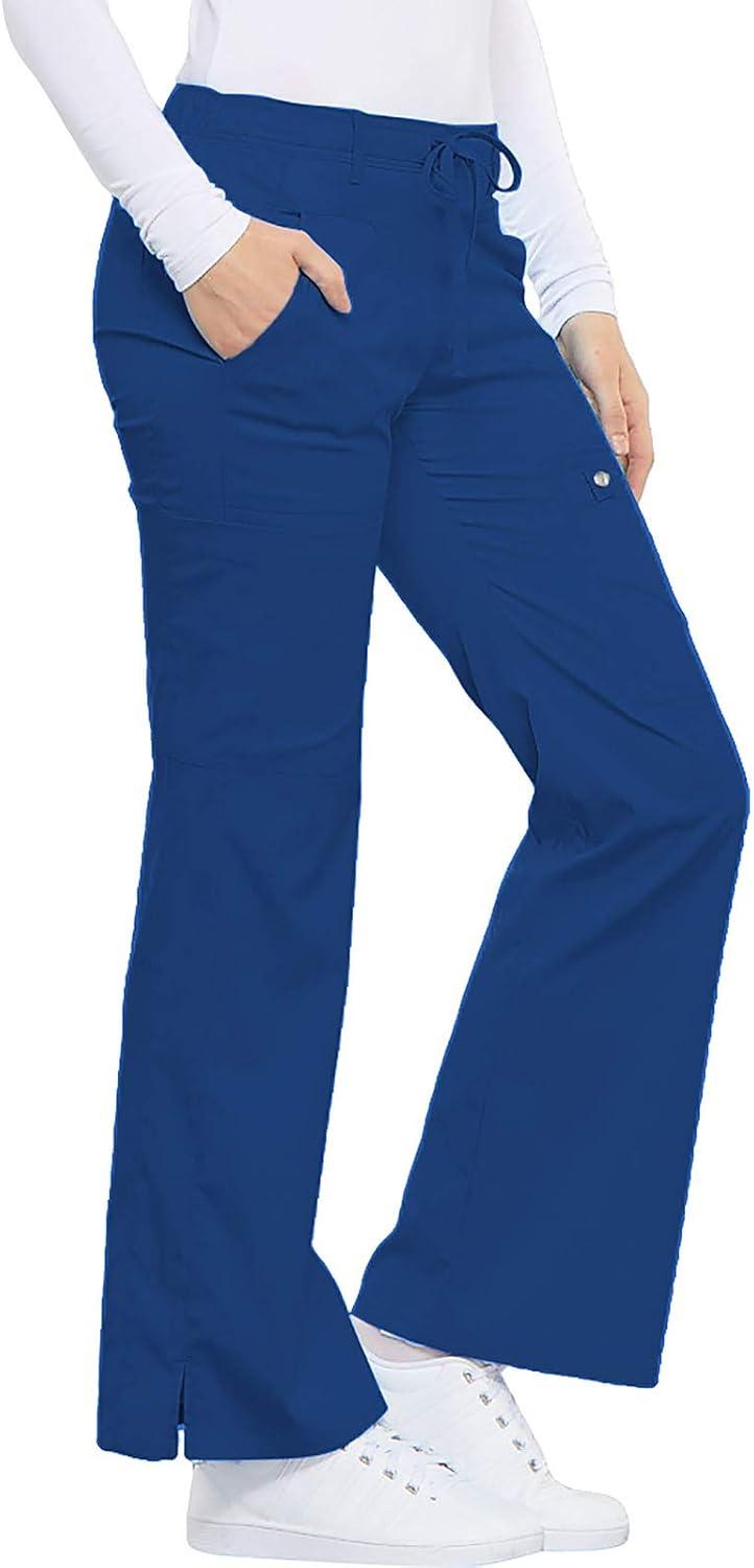 imageCherokee Luxe Women Scrubs Pant Low Rise Flare Leg Drawstring Cargo 21100Royal