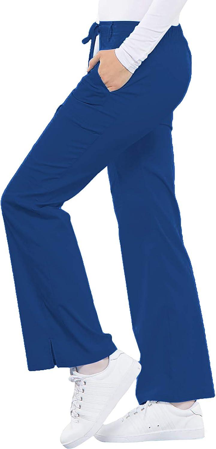 imageCherokee Luxe Women Scrubs Pant Low Rise Flare Leg Drawstring Cargo 21100Royal