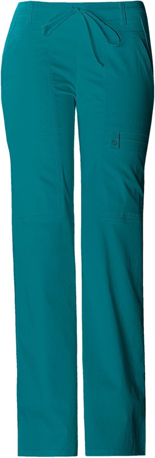 imageCherokee Luxe Women Scrubs Pant Low Rise Flare Leg Drawstring Cargo 21100Teal