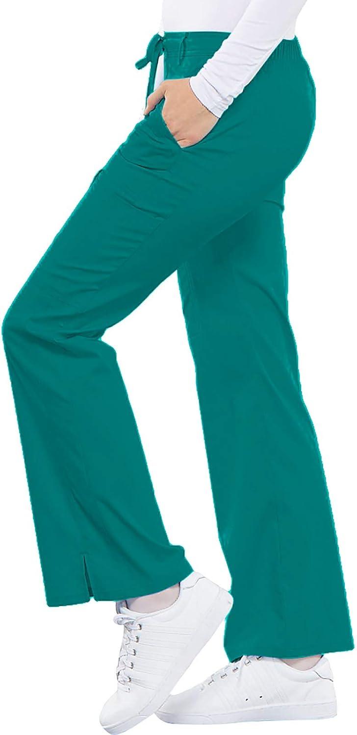 imageCherokee Luxe Women Scrubs Pant Low Rise Flare Leg Drawstring Cargo 21100Teal