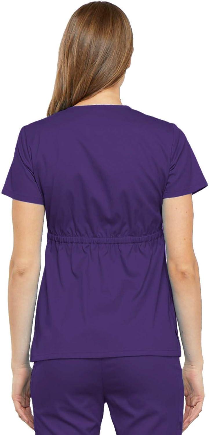 imageCherokee Luxe Women Scrubs Top Empire Waist Mock Wrap 21701Nugrape