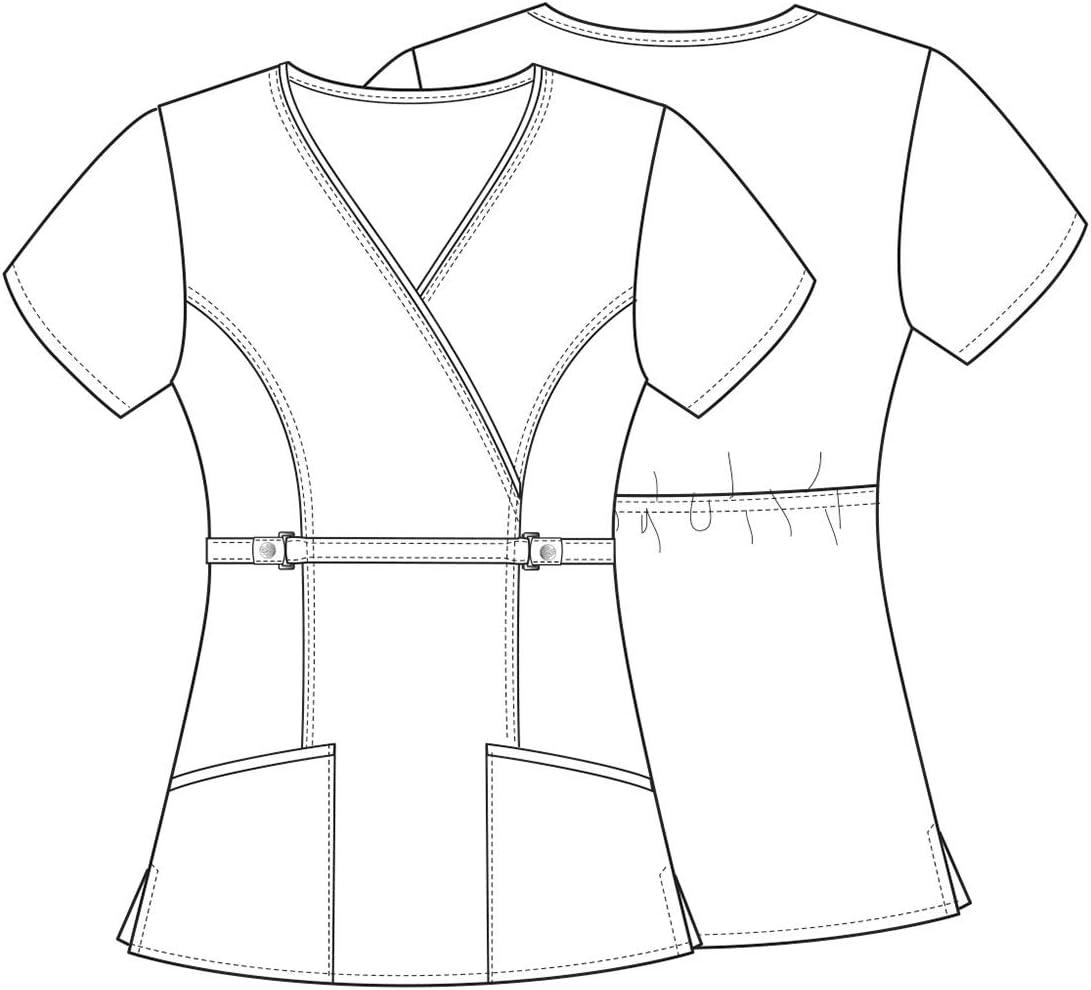 imageCherokee Luxe Women Scrubs Top Empire Waist Mock Wrap 21701Nugrape