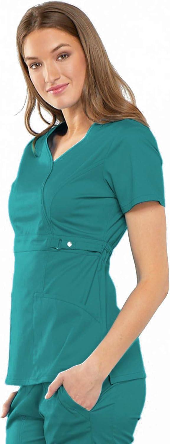 imageCherokee Luxe Women Scrubs Top Empire Waist Mock Wrap 21701Teal