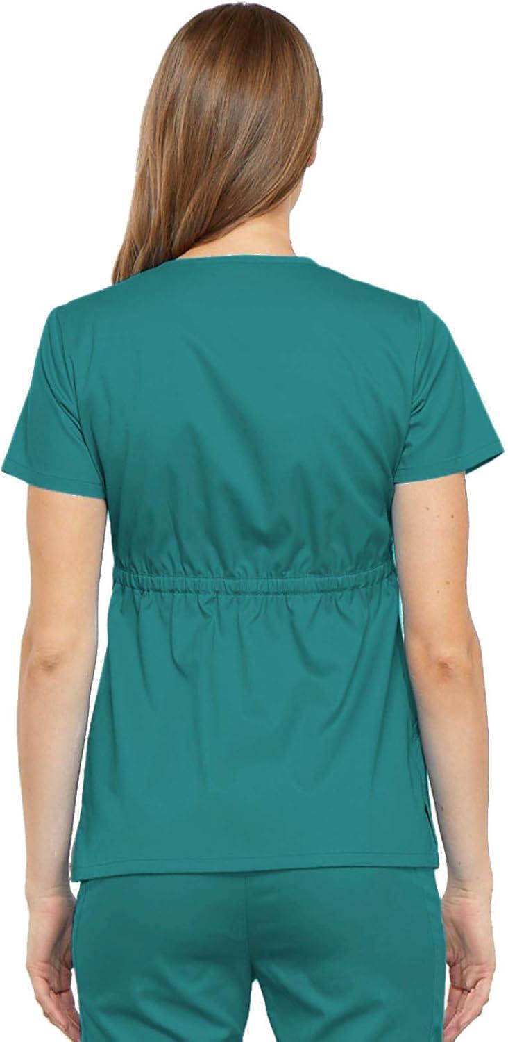 imageCherokee Luxe Women Scrubs Top Empire Waist Mock Wrap 21701Teal