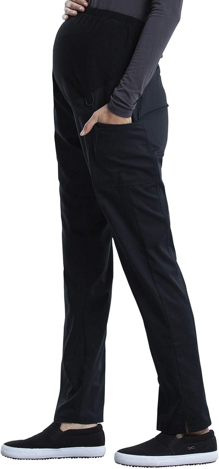 imageCherokee Maternity Scrub Pants for Women Straight Leg Bottoms with Belly Coverage Ultra Soft 2Way Stretch Fabric WW155Black