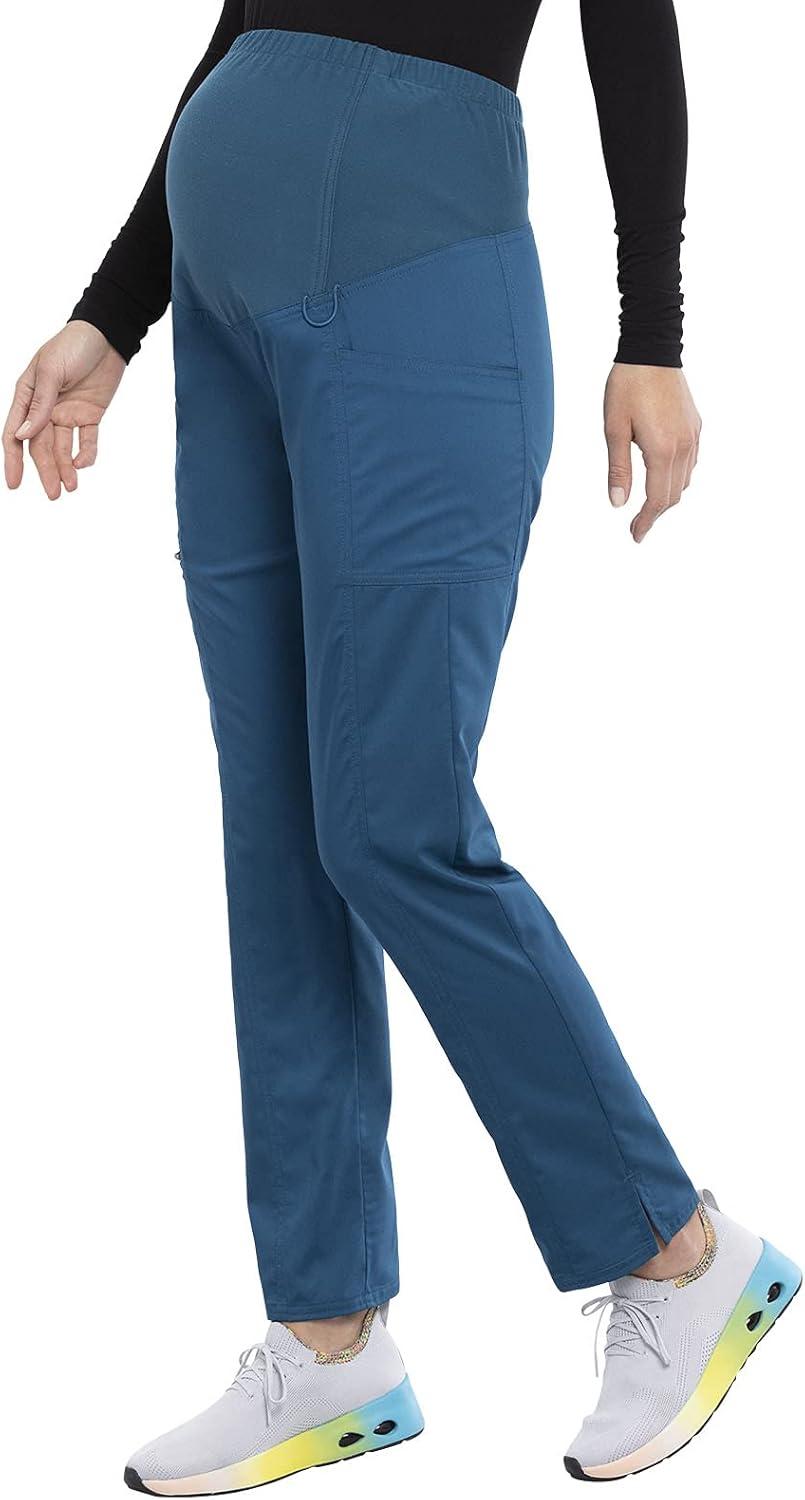 imageCherokee Maternity Scrub Pants for Women Straight Leg Bottoms with Belly Coverage Ultra Soft 2Way Stretch Fabric WW155Caribbean Blue