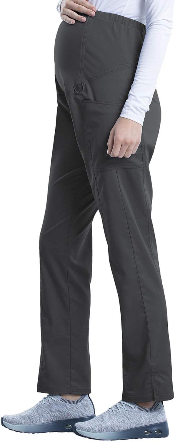 imageCherokee Maternity Scrub Pants for Women Straight Leg Bottoms with Belly Coverage Ultra Soft 2Way Stretch Fabric WW155Pewter