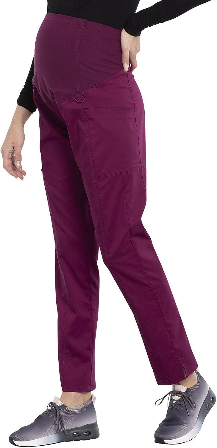 imageCherokee Maternity Scrub Pants for Women Straight Leg Bottoms with Belly Coverage Ultra Soft 2Way Stretch Fabric WW155Wine