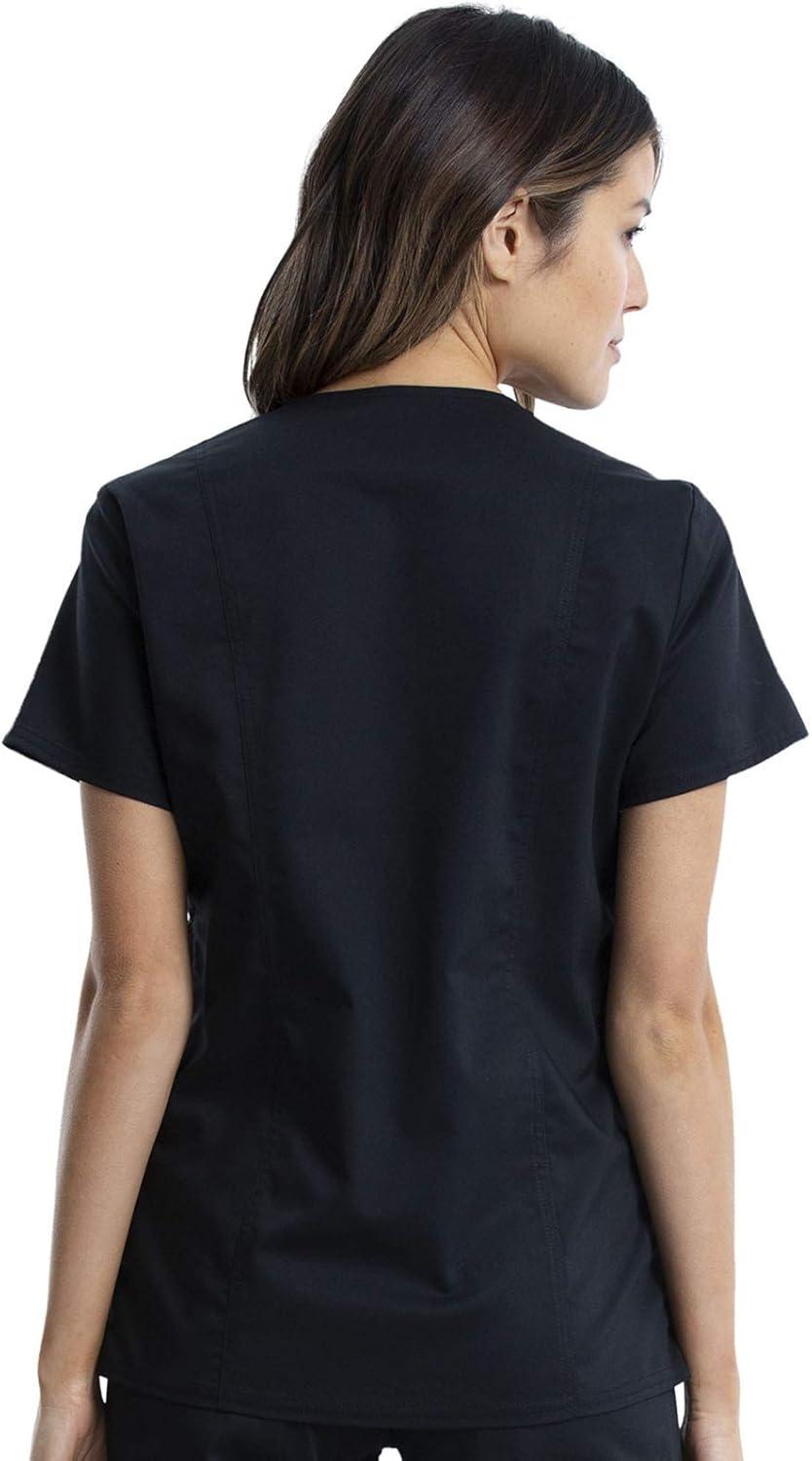 imageCherokee Maternity Scrub Top Mock Wrap with 2 Pockets Breathable and 2Way Stretch Fabric WW688Black