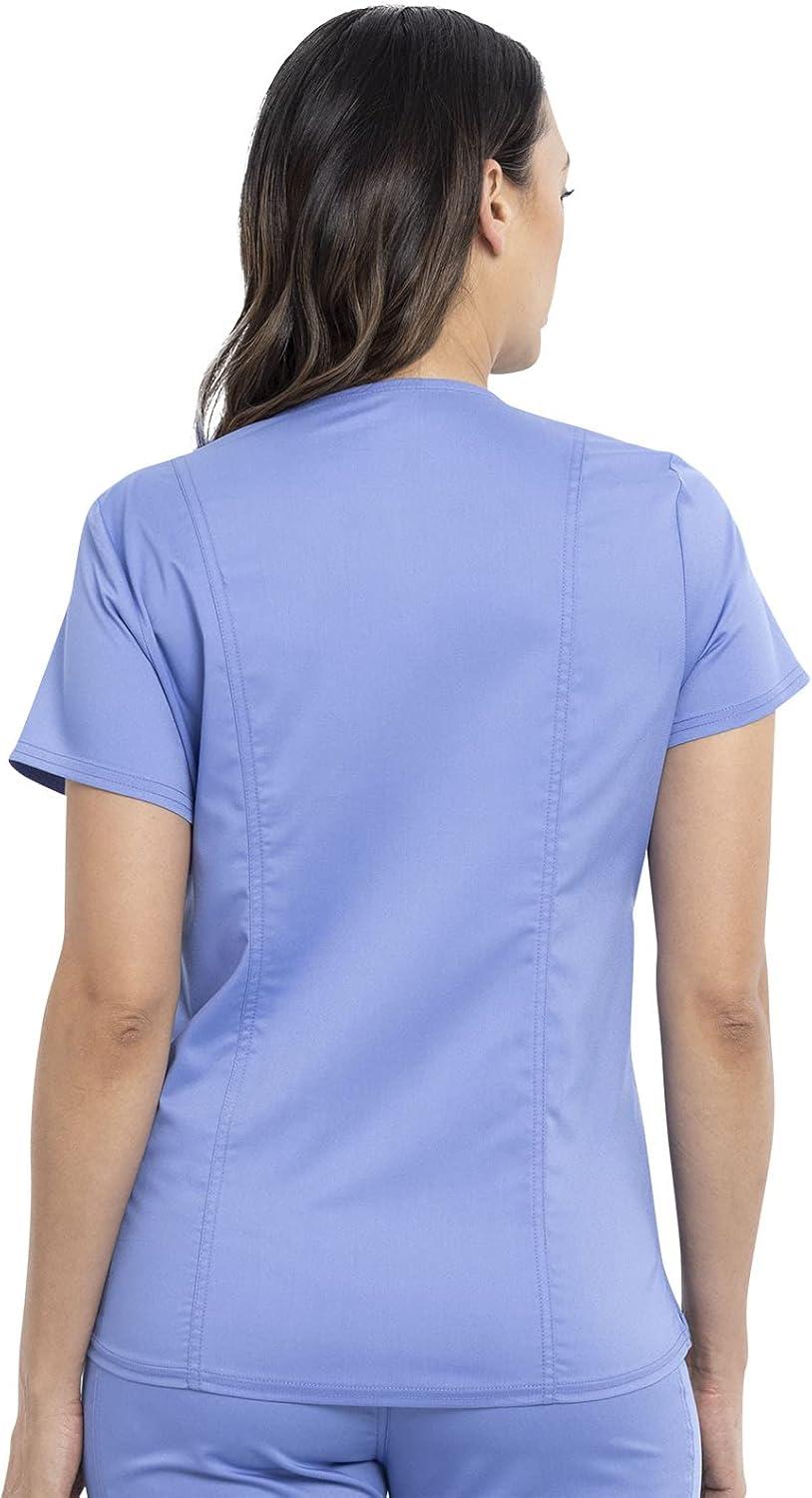 imageCherokee Maternity Scrub Top Mock Wrap with 2 Pockets Breathable and 2Way Stretch Fabric WW688Ciel