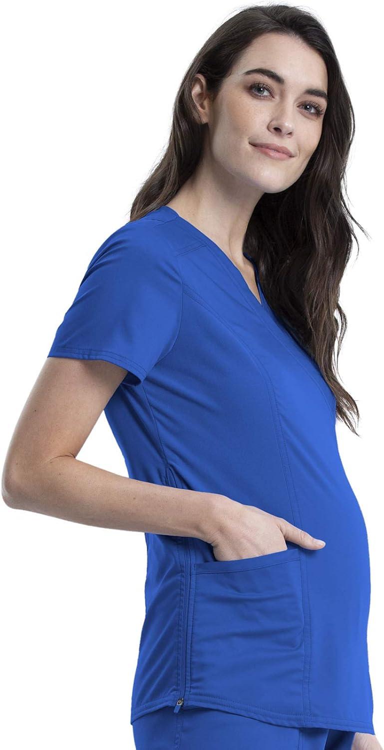 imageCherokee Maternity Scrub Top Mock Wrap with 2 Pockets Breathable and 2Way Stretch Fabric WW688Royal