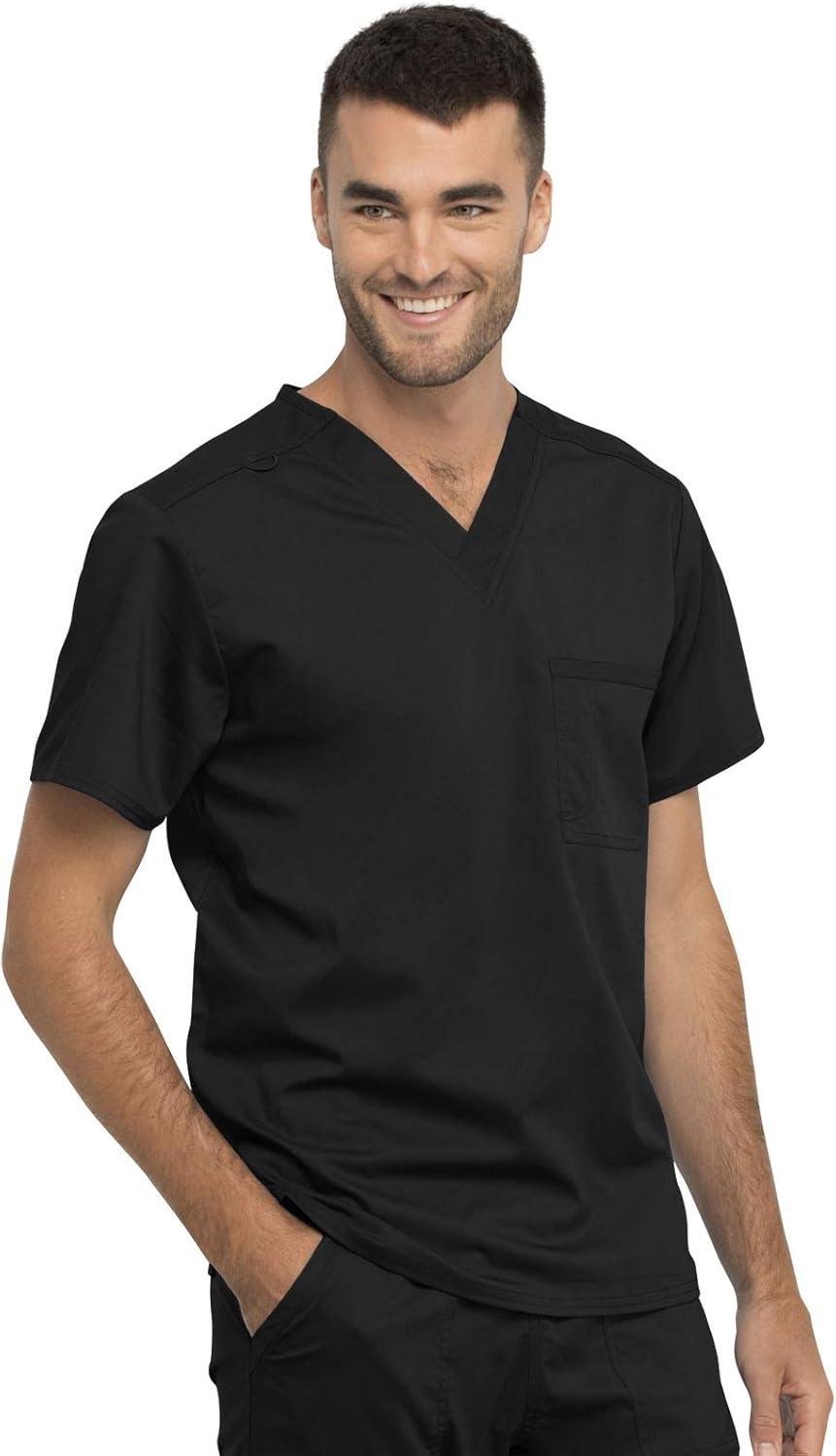 imageCherokee Men and Women Scrub Set Tuckable VNeck Top WW625 with Tapered Leg Drawstring Pant WW020Black