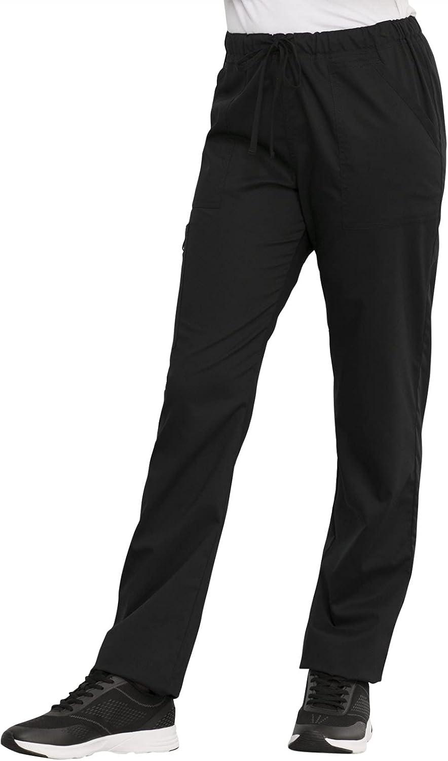 imageCherokee Men and Women Scrub Set Tuckable VNeck Top WW625 with Tapered Leg Drawstring Pant WW020Black