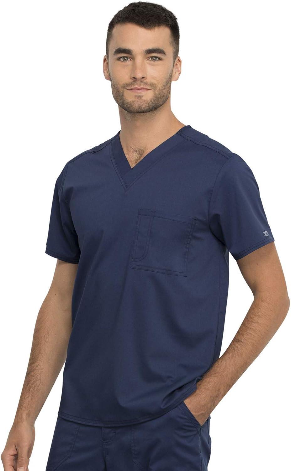 imageCherokee Men and Women Scrub Set Tuckable VNeck Top WW625 with Tapered Leg Drawstring Pant WW020Navy
