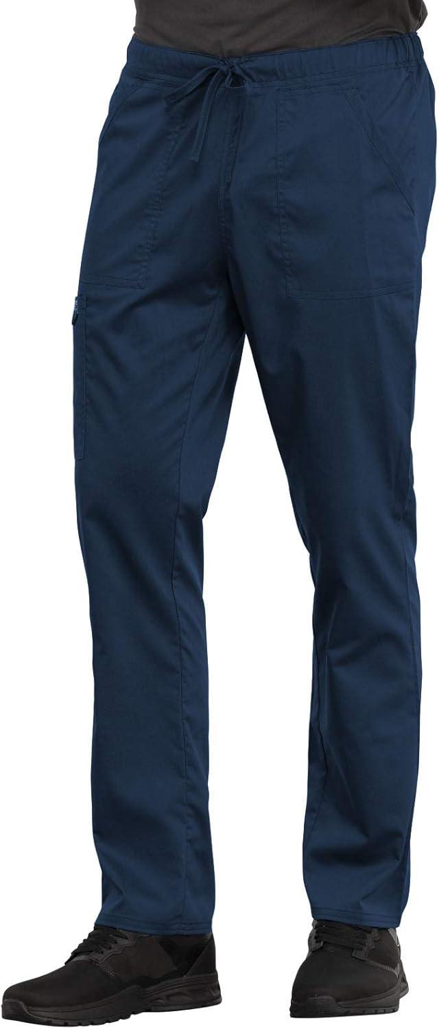 imageCherokee Men and Women Scrub Set Tuckable VNeck Top WW625 with Tapered Leg Drawstring Pant WW020Navy