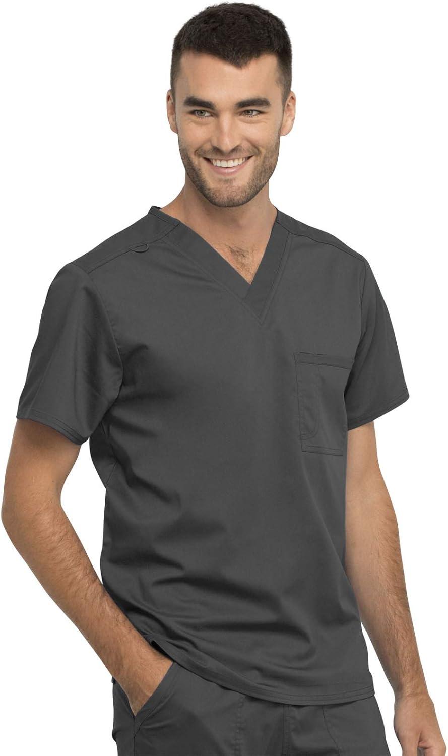 imageCherokee Men and Women Scrub Set Tuckable VNeck Top WW625 with Tapered Leg Drawstring Pant WW020Pewter