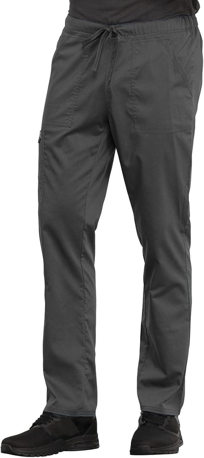 imageCherokee Men and Women Scrub Set Tuckable VNeck Top WW625 with Tapered Leg Drawstring Pant WW020Pewter