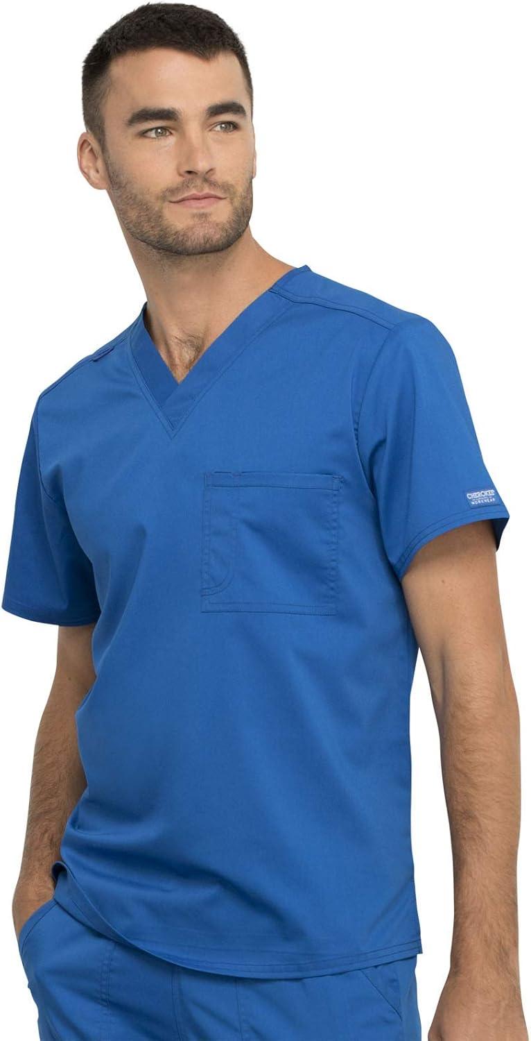 imageCherokee Men and Women Scrub Set Tuckable VNeck Top WW625 with Tapered Leg Drawstring Pant WW020Royal