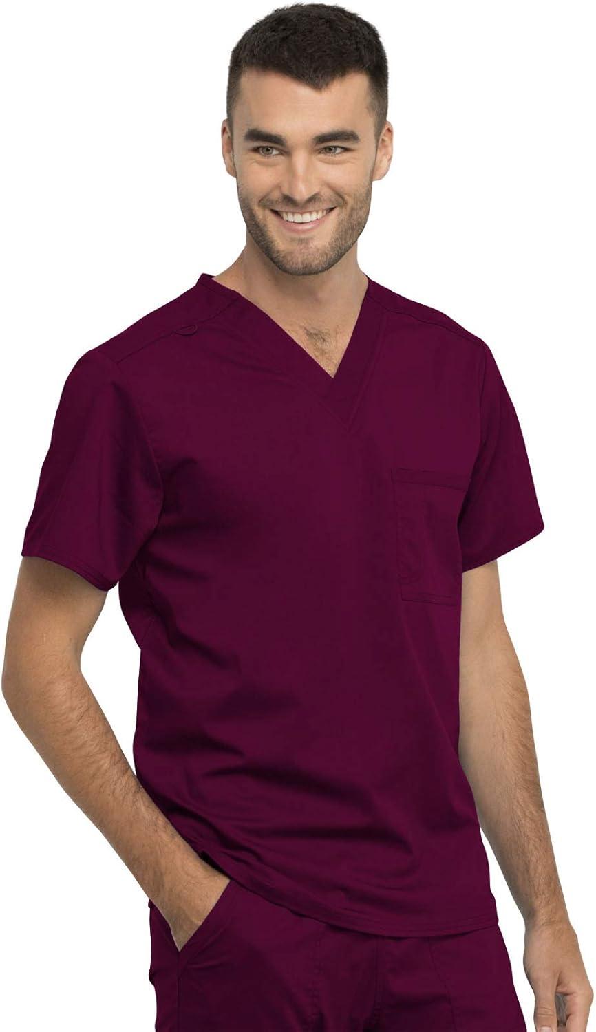 imageCherokee Men and Women Scrub Set Tuckable VNeck Top WW625 with Tapered Leg Drawstring Pant WW020Wine