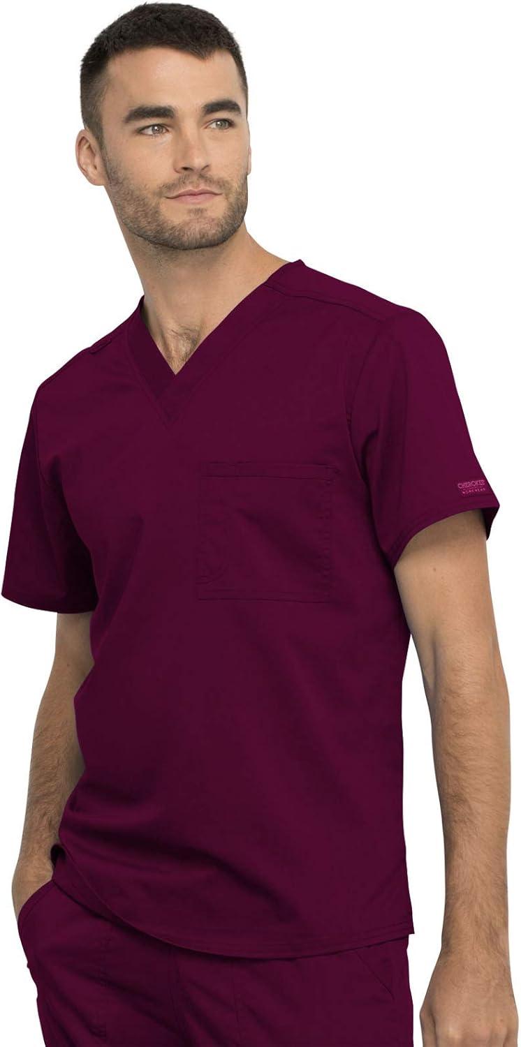 imageCherokee Men and Women Scrub Set Tuckable VNeck Top WW625 with Tapered Leg Drawstring Pant WW020Wine
